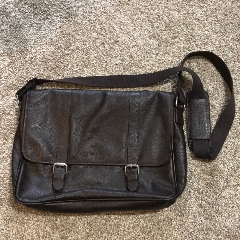 Cole Haan Black Leather Messenger Laptop Bag